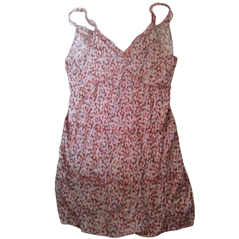 Beachsissi Womens XL Rust Red Daisy Floral Tiered Mini Dress Boho Summer NWT